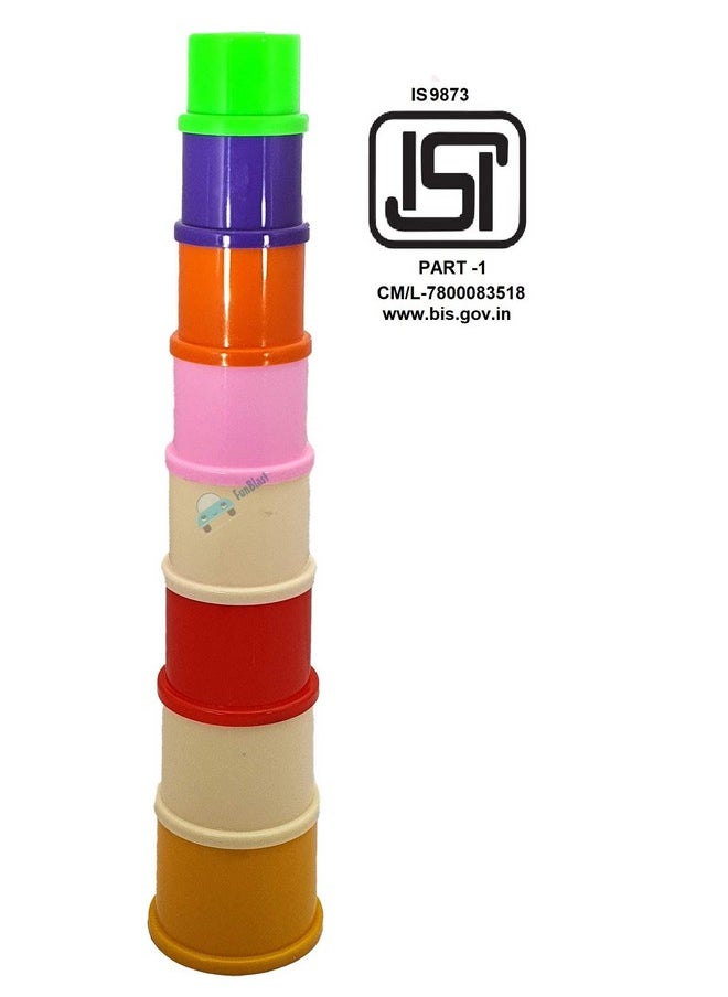 FunBlast FunBlast Stacking Nesting Drum Cups Toys For Kids Learning Toy For Kids - (8 Pcs Blocks),Multicolor  - Image 2