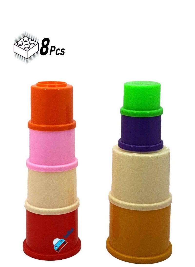 FunBlast FunBlast Stacking Nesting Drum Cups Toys For Kids Learning Toy For Kids - (8 Pcs Blocks),Multicolor  - Image 1