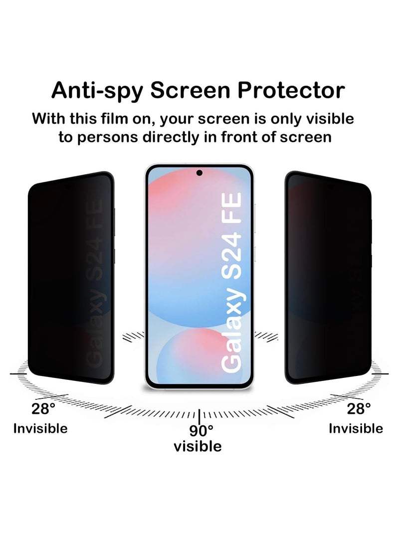 Glass Privacy Screen Protector for Samsung Galaxy S24 FE 5G [2 Pack],Anti-Spy Tempered Glass Film,9H Hardness,Anti Scratch,Anti Fingerprint,Bubble-Free,Anti-Spy Screen Protector for Samsung Galaxy S24 FE - Image 2