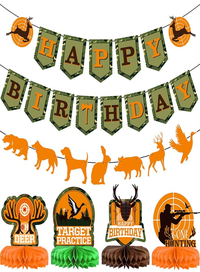MZ.ogm Hunting Birthday Party Decorations - Camo Birthday Party Decorations Include Banner Deer Table Centerpiece Honeycomb for Party Supplies - Image 1