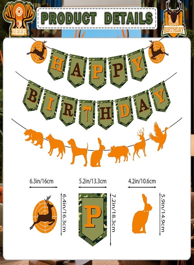 MZ.ogm Hunting Birthday Party Decorations - Camo Birthday Party Decorations Include Banner Deer Table Centerpiece Honeycomb for Party Supplies - Image 2