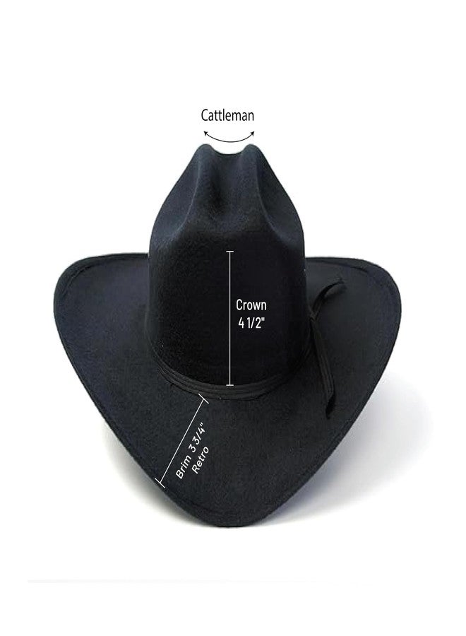 Western Express Felt Finish Cowboy Hat - Cattleman Style with Stylish Hat Band | Cowboy & Cowgirl Hats for Men & Women Black - Image 3