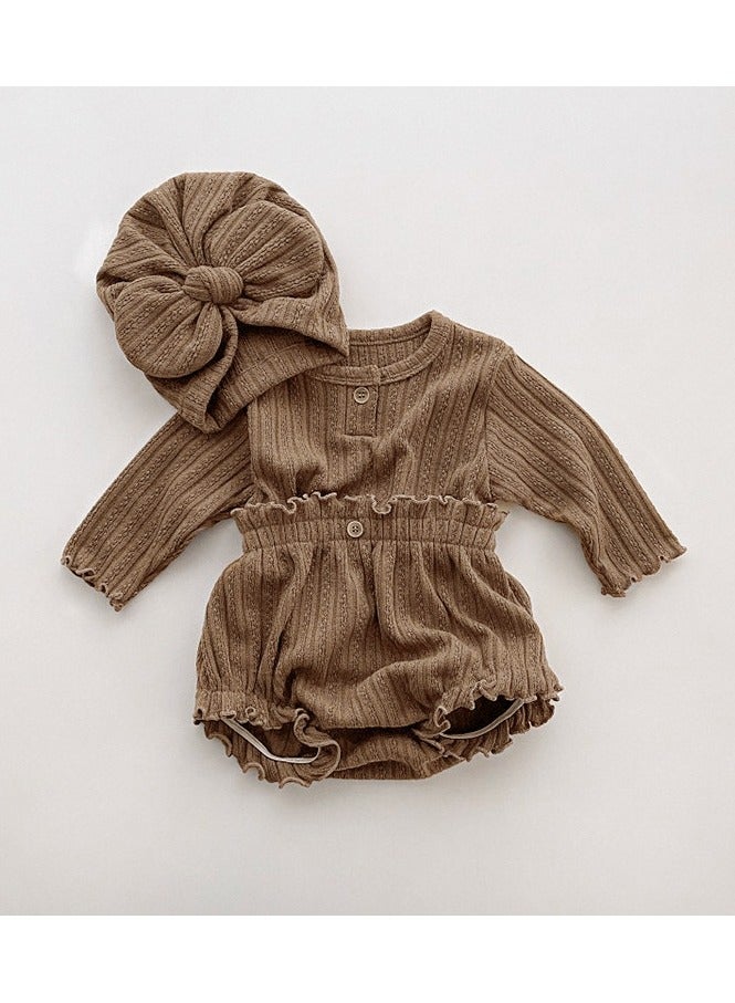 Baby Girl Autumn Knitted Jacquard Long Sleeve T-shirt + Triangle Pants Set - Image 1