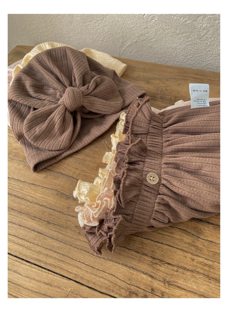 Baby Girl Autumn Knitted Jacquard Long Sleeve T-shirt + Triangle Pants Set - Image 2