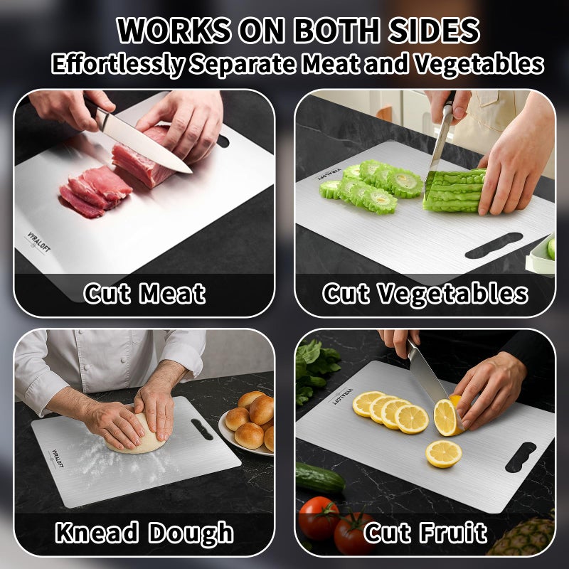 VYRALOFT Titanium Cutting Board For Kitchen, 100% Pure Titanium Cutting Boards, Double-sided Food Grade Quality 1 Pack, Easy To Clean And Will Not Absorb Odors, Suitable For Kitchen Or Outdoor(Medium Size) - Image 4