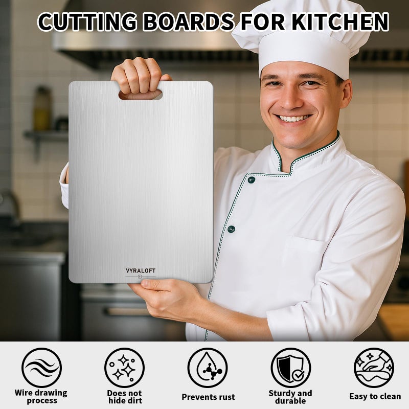 VYRALOFT Titanium Cutting Board For Kitchen, 100% Pure Titanium Cutting Boards, Double-sided Food Grade Quality 1 Pack, Easy To Clean And Will Not Absorb Odors, Suitable For Kitchen Or Outdoor(Medium Size) - Image 2