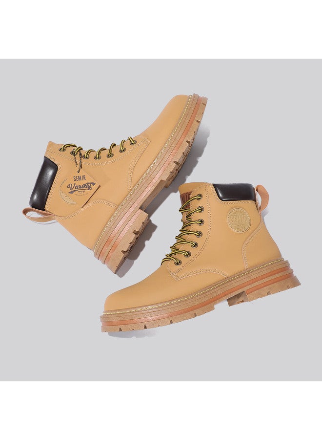 Semir Martin Boots For Men, Autumn And Winter Outdoor Hiking Casual Retro Work Boots Smtx234011 Yellow 42 - Image 1