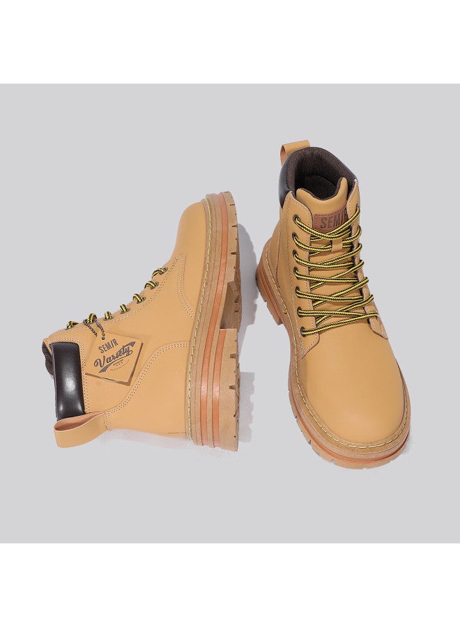 Semir Martin Boots For Men, Autumn And Winter Outdoor Hiking Casual Retro Work Boots Smtx234011 Yellow 42 - Image 4