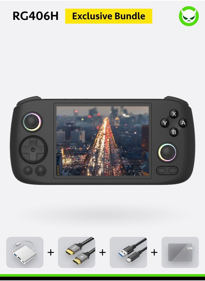 ANBERNIC  Anbernic RG406H Game Console Android 13 Unisoc T820 Processor 4-inch IPS Screen 960*720 5G WiFi Bluetooth HDMI Output 5000mAh 30 Emulators Over 42K Games Pre-installed 【Black 521GB Over 42,000 Games Pre-installed】  - Image 1