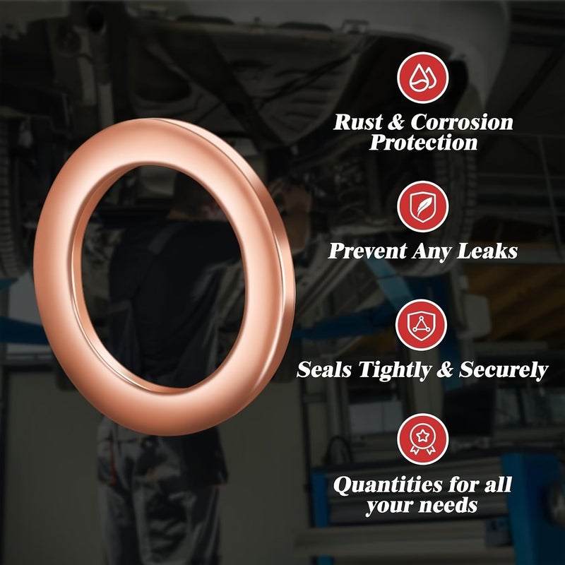 18mm Copper Sealing Washer Oil Drain Plug Gasket 24mm Outer Diameter 1.5mm Thick 12pcs - Image 4