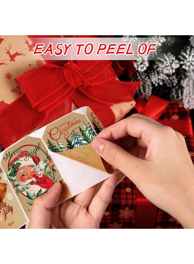 WSICSE 300Pcs Christmas Gift Tags Stickers,Christmas Labels For Gifts Kraft Vintage Santa Christmas Name Tags Stickers For Gifts Cards Boxes Decorative,2 X 3 Inch - Image 3