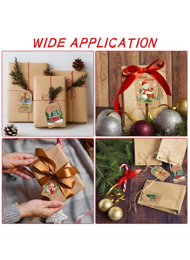 WSICSE 300Pcs Christmas Gift Tags Stickers,Christmas Labels For Gifts Kraft Vintage Santa Christmas Name Tags Stickers For Gifts Cards Boxes Decorative,2 X 3 Inch - Image 2