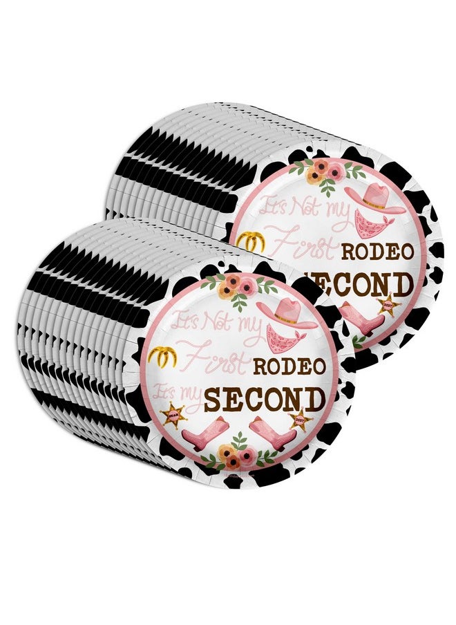 Birthday Galore 2nd Rodeo Cow Print Birthday Party Supplies Second Birthday 32 Piece Large 9" Dinner Plates  - Image 5