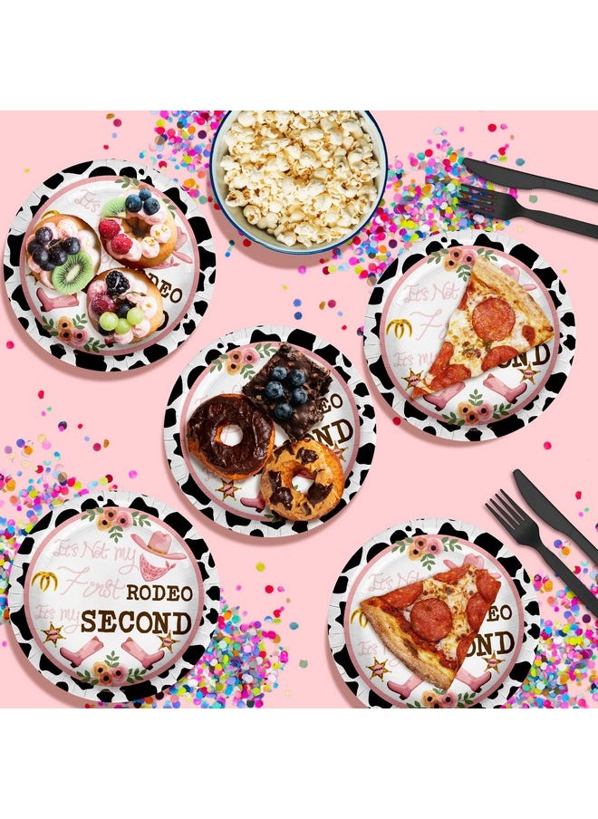 Birthday Galore 2nd Rodeo Cow Print Birthday Party Supplies Second Birthday 32 Piece Large 9" Dinner Plates  - Image 4