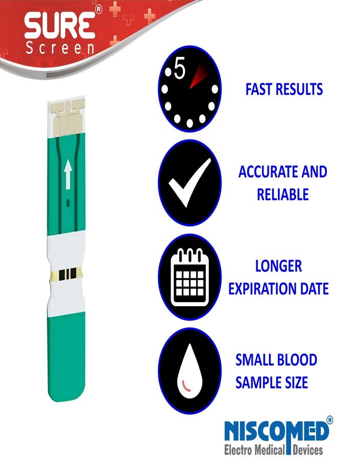 Niscomed Surescreen Blood Sugar Test Strips and Round Blood Lancets Only - Pack of 25 Test Strips and 25 Lancets Only (Use with niscomed surescreen monitor) - Image 4