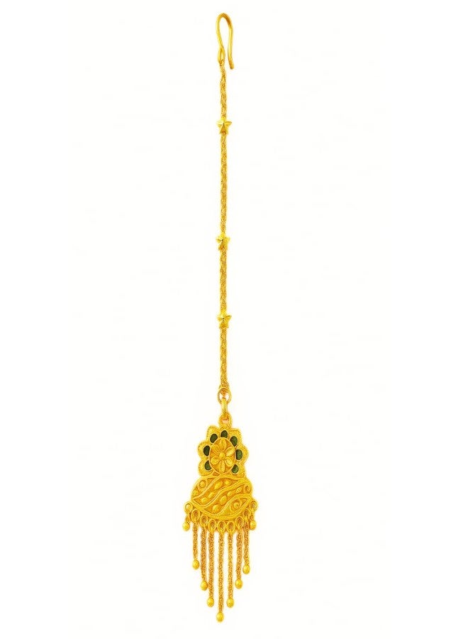 SMARNN Traditional Gold Plated Maang Tikka for Women & Girls | Ethnic Jewellery | Lightweight & Elegant Hair Accessory - Image 2