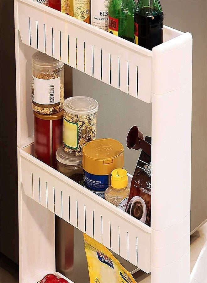 VISHVA 4 Layer Storage Organizer Slim Rack Shelf with Wheels for Easy Movement | Durable Plastic, white - Image 4