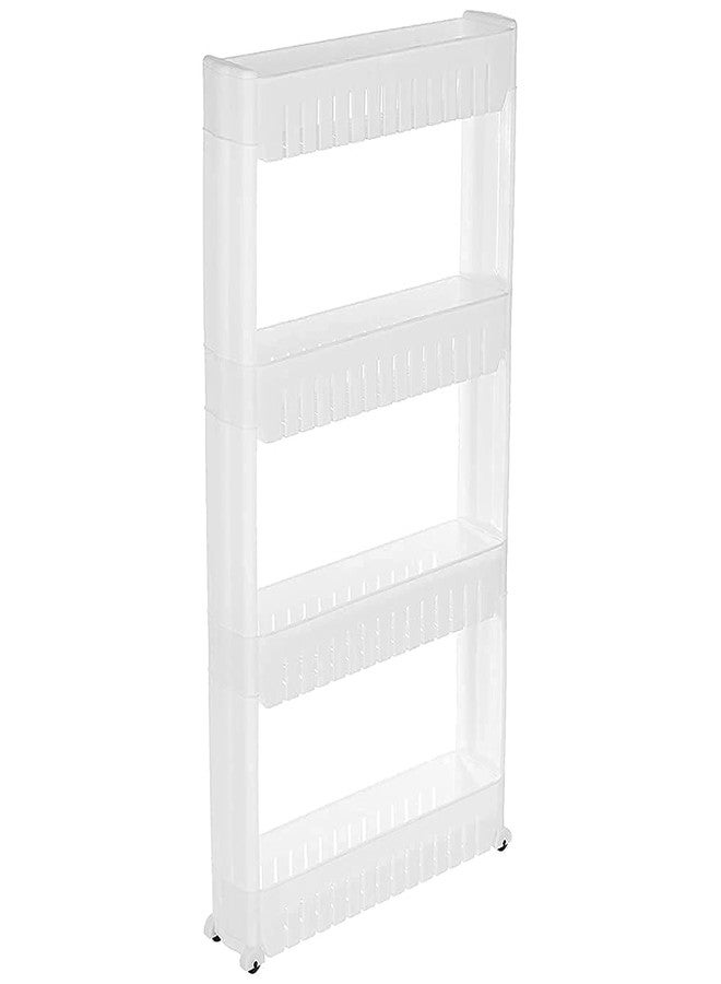 VISHVA 4 Layer Storage Organizer Slim Rack Shelf with Wheels for Easy Movement | Durable Plastic, white - Image 3