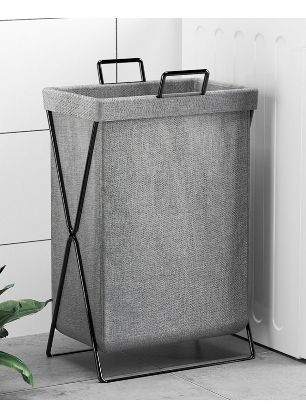 50L Laundry Basket with Stainless Steel Frame, Foldable Collapsible Waterproof Laundry Basket, Laundry Hamper Bag Washing Bin Clothes Bag Organizer Storage Basket