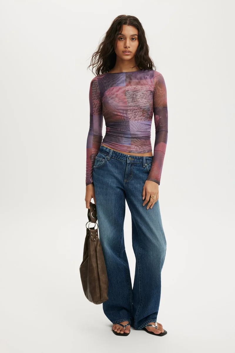 Cotton On Ashley Mesh Long Sleeve Top