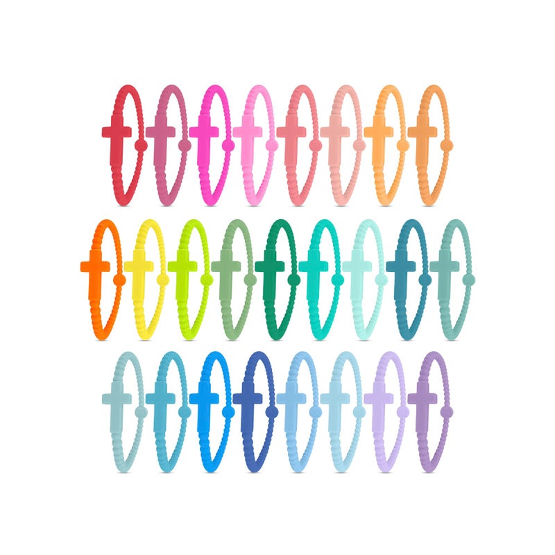Ryan & Rose Jesus Bracelets - Cross Silicone Bracelet (Kaleidoscope (25 Pack), Small) - Image 3
