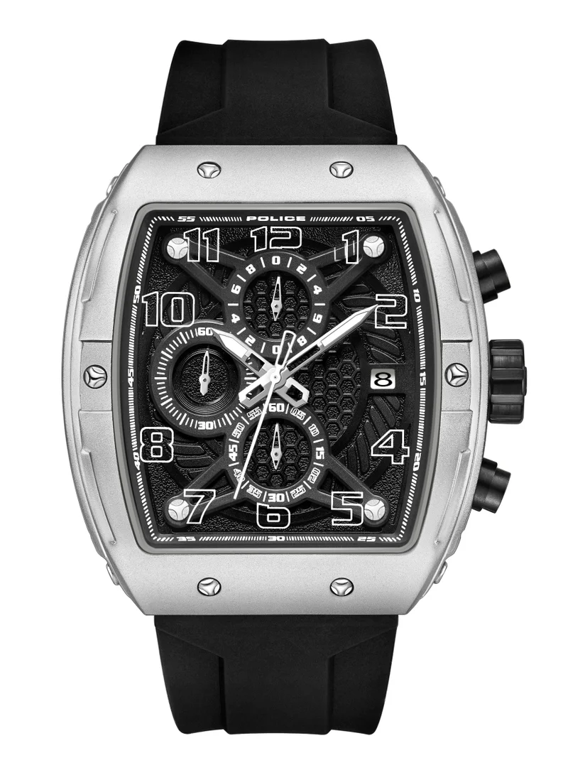 بوليس Coswig Black Dial Black Silicone Strap Gents Chronograph Watch With Alloy Case