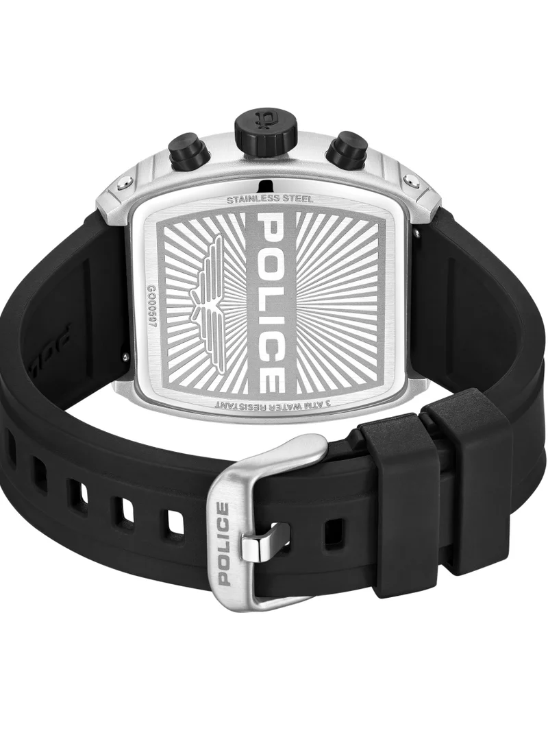 POLICE Coswig Black Dial Black Silicone Strap Gents Chronograph Watch With Alloy Case
