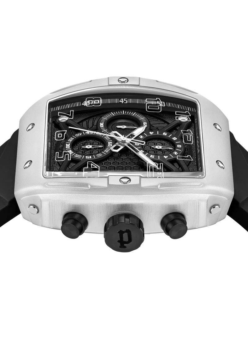 POLICE Coswig Black Dial Black Silicone Strap Gents Chronograph Watch With Alloy Case