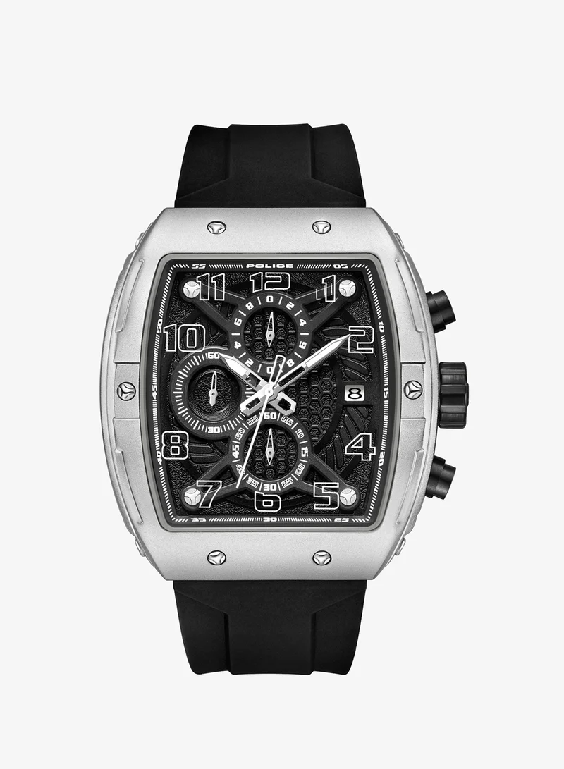Coswig Black Dial Black Silicone Strap Gents Chronograph Watch With Alloy Case