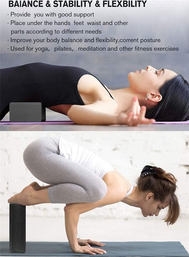 HOMESTAR 2 Pcs Yoga Block, Supportive EVA Foam, Soft and Non-Slip Surface Foam for Yoga, Pilates, Meditation, Black - Image 3