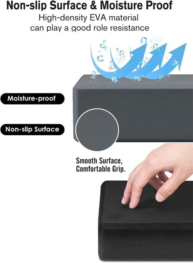 HOMESTAR 2 Pcs Yoga Block, Supportive EVA Foam, Soft and Non-Slip Surface Foam for Yoga, Pilates, Meditation, Black - Image 2