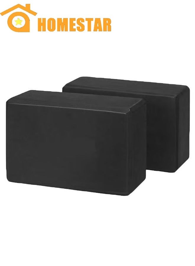 HOMESTAR 2 Pcs Yoga Block, Supportive EVA Foam, Soft and Non-Slip Surface Foam for Yoga, Pilates, Meditation, Black - Image 1