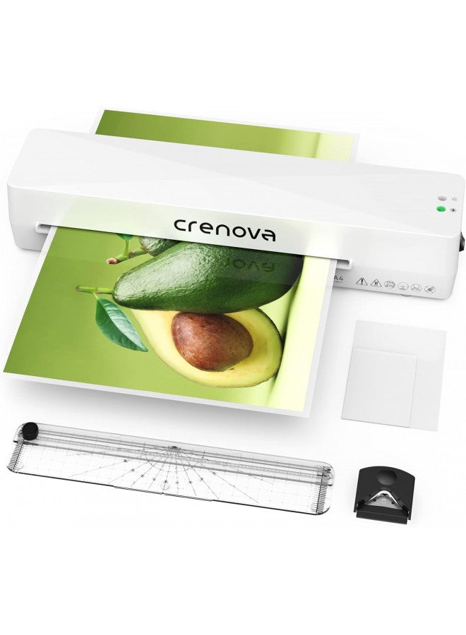 Crenova Crenova A4 Laminator Machine 9 Inch Thermal Laminator with Paper Cutter Corner Rounder A5 A6 Laminating Sheets 4 in 1 Desktop Hot Cold Laminating Machine Easy take for Office School Business Use  - Image 1