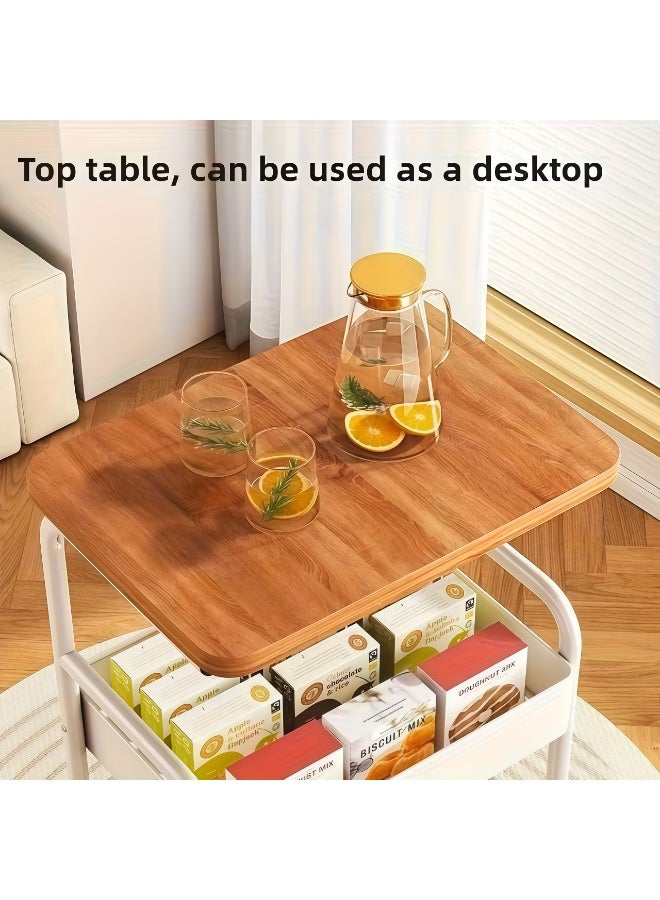 BLOOMING TIME 3-Tier Storage Cart with Tabletop,Portable Wheels, Easy Assembly, Space-Saving Design for Living Room, Kitchen, Office, Metal and Wood Construction - Image 3