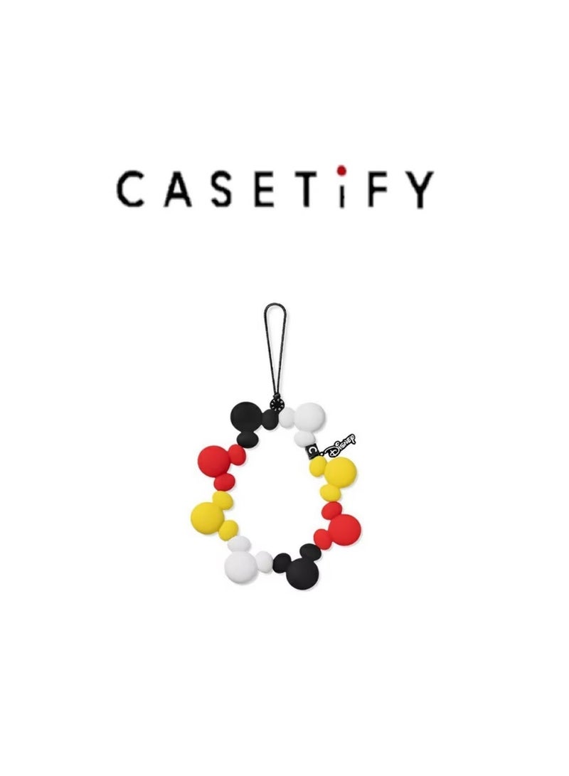 Casetify Disney Mickey Mouse Phone Charm Strap, Multicolor Silicone Mickey Head Beaded Wrist Lanyard, Cute Cartoon Decor Mini Phone Wrist Chain for Girls - Image 1