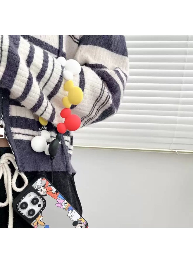 Casetify Disney Mickey Mouse Phone Charm Strap, Multicolor Silicone Mickey Head Beaded Wrist Lanyard, Cute Cartoon Decor Mini Phone Wrist Chain for Girls - Image 3