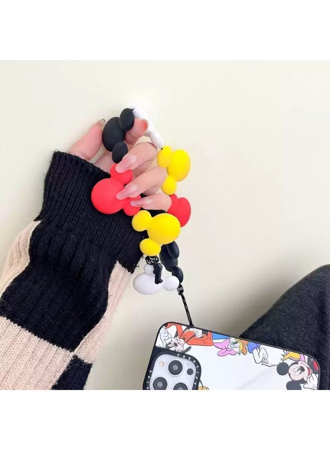 Casetify Disney Mickey Mouse Phone Charm Strap, Multicolor Silicone Mickey Head Beaded Wrist Lanyard, Cute Cartoon Decor Mini Phone Wrist Chain for Girls - Image 4