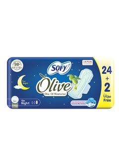 Sofy Olive Oil Moisturizer Slim Night Pads 24+2 Pcs  - Image 1