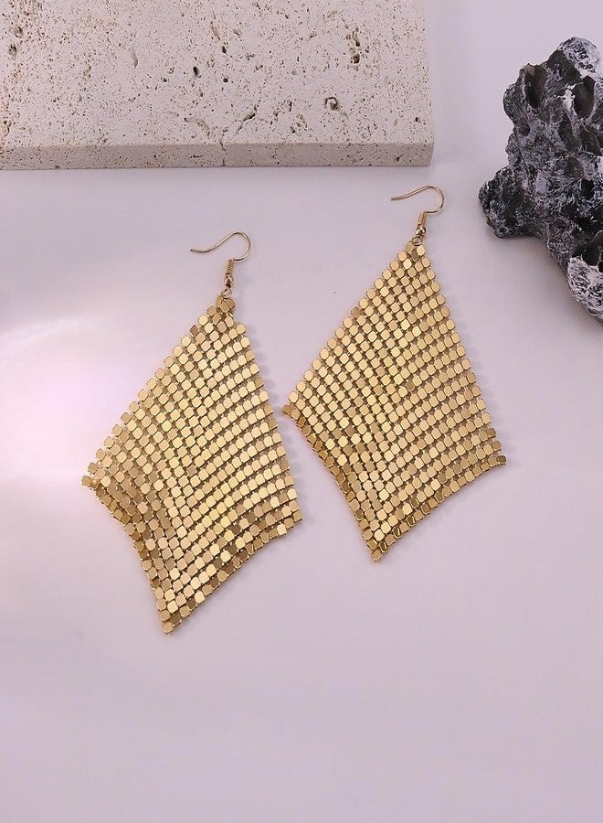 Xeyau Gold Earring Sequin Earrings Rhinestone Disco Earrings Mesh Grid Tassel Drop Earring Jewelry Accessorie - Image 5