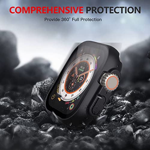 Misxi 2 Pack Hard PC Case Built in Tempered Glass Compatible with 49mm Apple Watch Ultra 3 (2025) / Ultra 2 / Ultra, Thin Protective Case with Screen Protector for iWatch, Shockproof Cover with Button, Black - Image 3