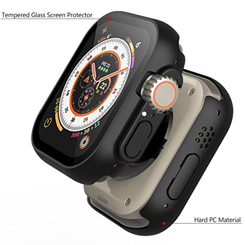 Misxi 2 Pack Hard PC Case Built in Tempered Glass Compatible with 49mm Apple Watch Ultra 3 (2025) / Ultra 2 / Ultra, Thin Protective Case with Screen Protector for iWatch, Shockproof Cover with Button, Black - Image 4
