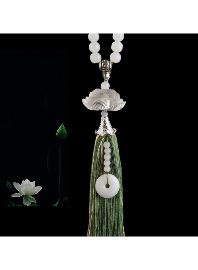 KUYING Crystal Lotus Pendant For Interior Rearview Mirror 