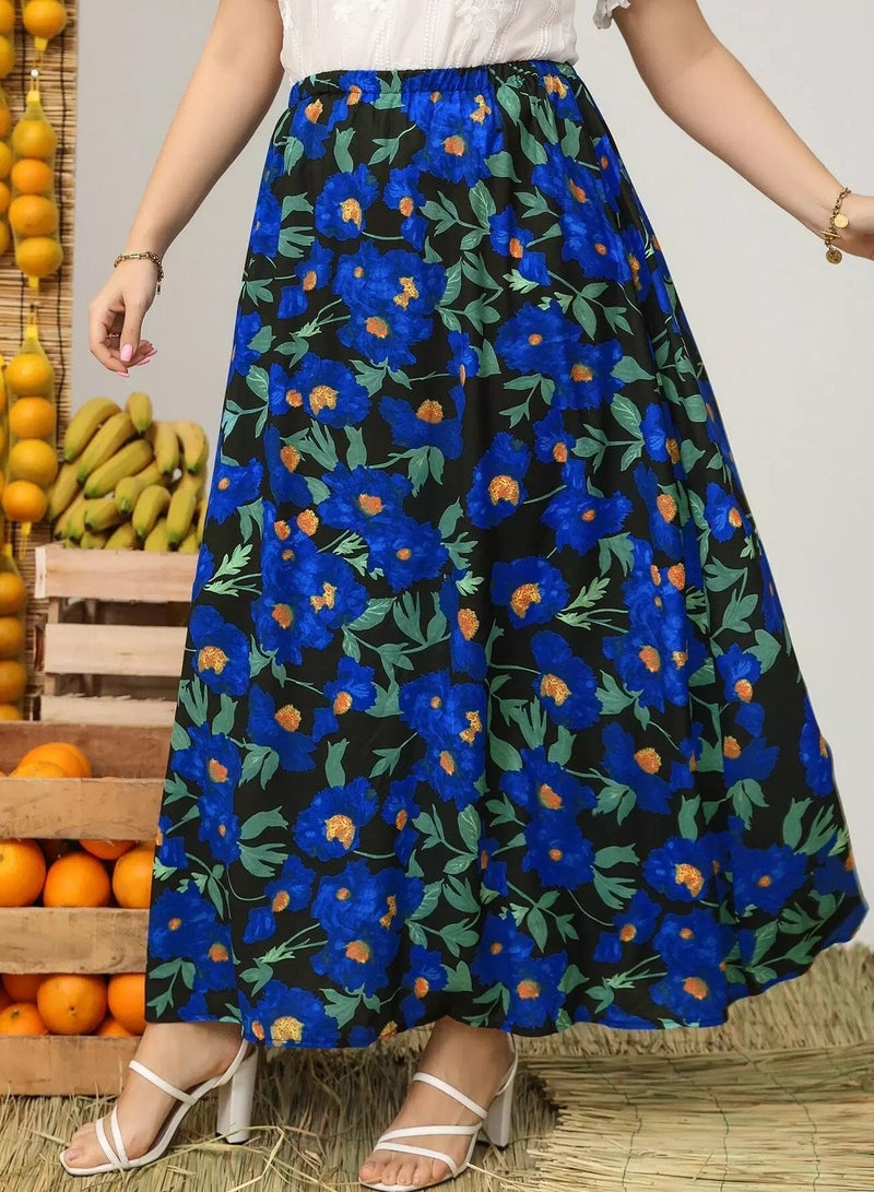 Plus Allover Floral Print Skirt - Image 5