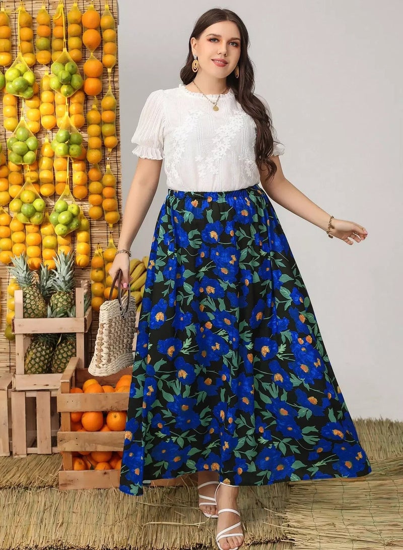 Plus Allover Floral Print Skirt - Image 3