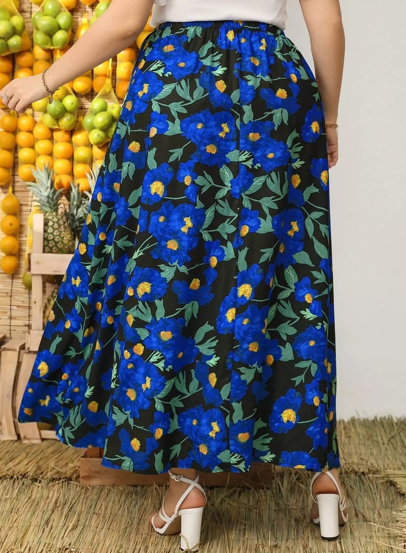 Plus Allover Floral Print Skirt - Image 2