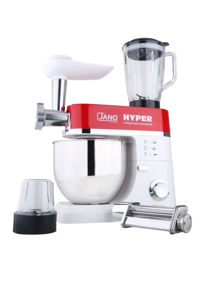 6 Speeds Stand Mixer 7 L 1200 W JN1213 White/Clear/Red