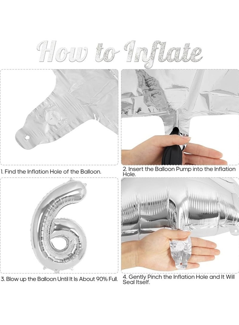 Goldedge Number 3, 32 Inch Number Balloons Foil Silver - Glamorous Party Decorations for Birthdays, Anniversaries, and Special Events - Image 3