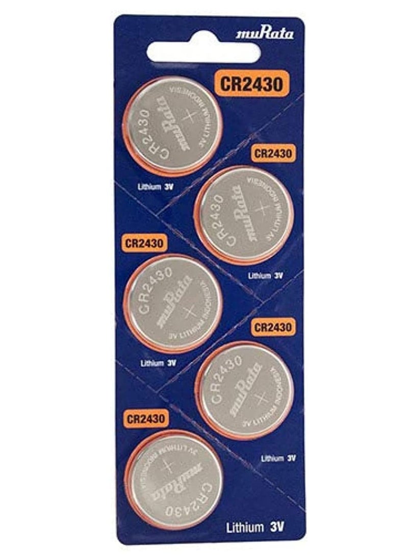 CR2430 Lithium 3V Coin Cell 5 Batteries Made in Japan