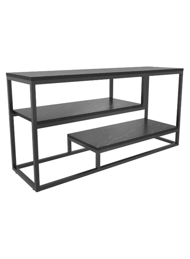 LINGWEI Modern TV Stand with Metal Frame and Marble Shelves Television Stand Modern TV Table TV Bench Multifunctional TV Desk TV Table 120.2x60x35.2 cm No Assembly Required - Image 4