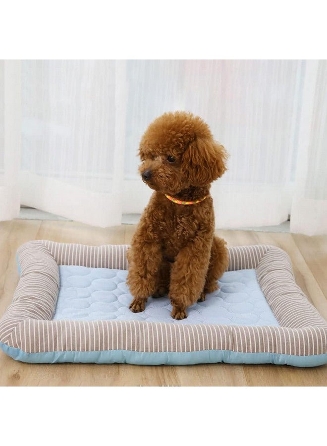 Kuber Industries Rectangular Dog & Cat Bed|Self-Cooling Bed For Dog & Cat|Small Light-Weight & Durable Dog Bed|Zqcj005B-L|Blue - Image 1